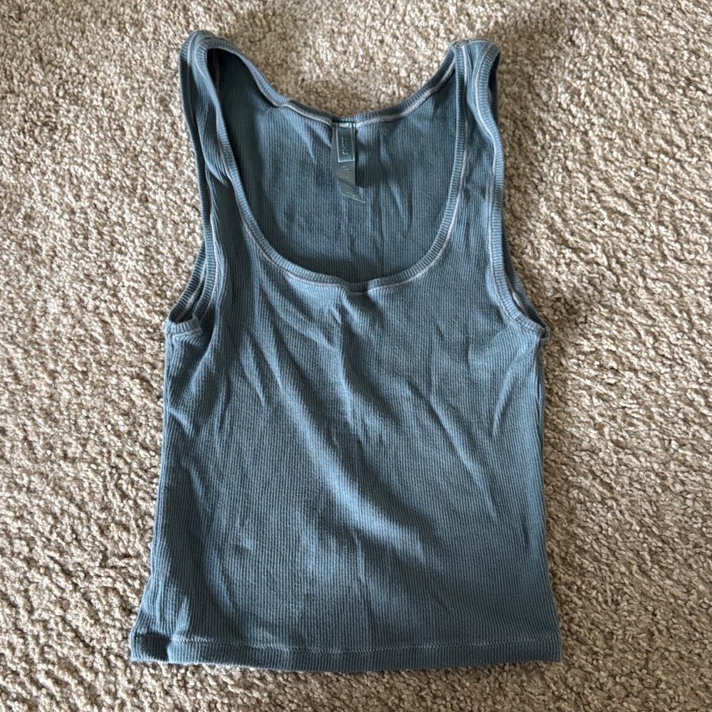SKIMS Slate Blue Ribbed Tank Top